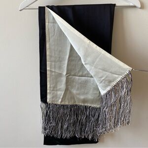 Black and Cream Fringe Scarf